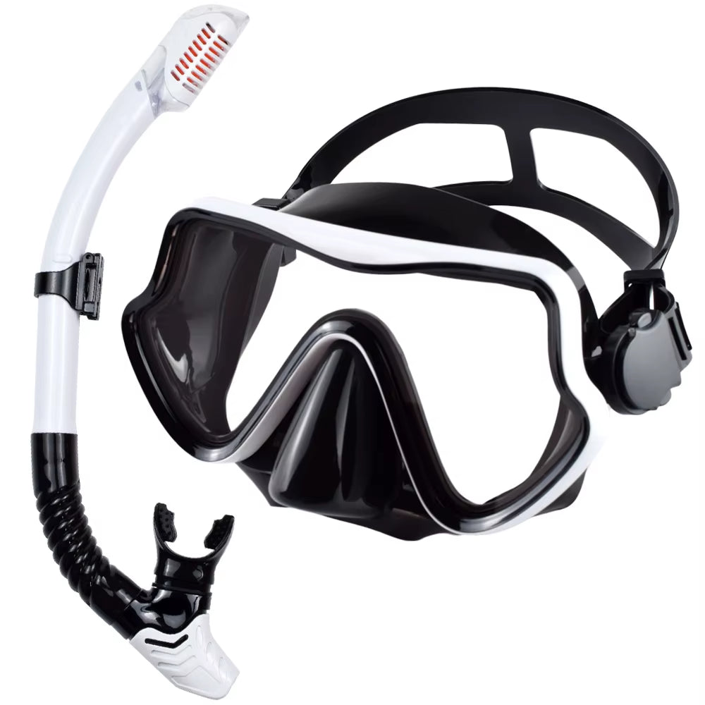 Scuba Diving Mask Snorkel Set for Adults Tempered Glass Professional Panoramic Snorkeling Gear Swimming Training Snorkel Kit