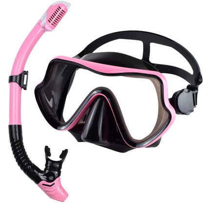 Scuba Diving Mask Snorkel Set for Adults Tempered Glass Professional Panoramic Snorkeling Gear Swimming Training Snorkel Kit