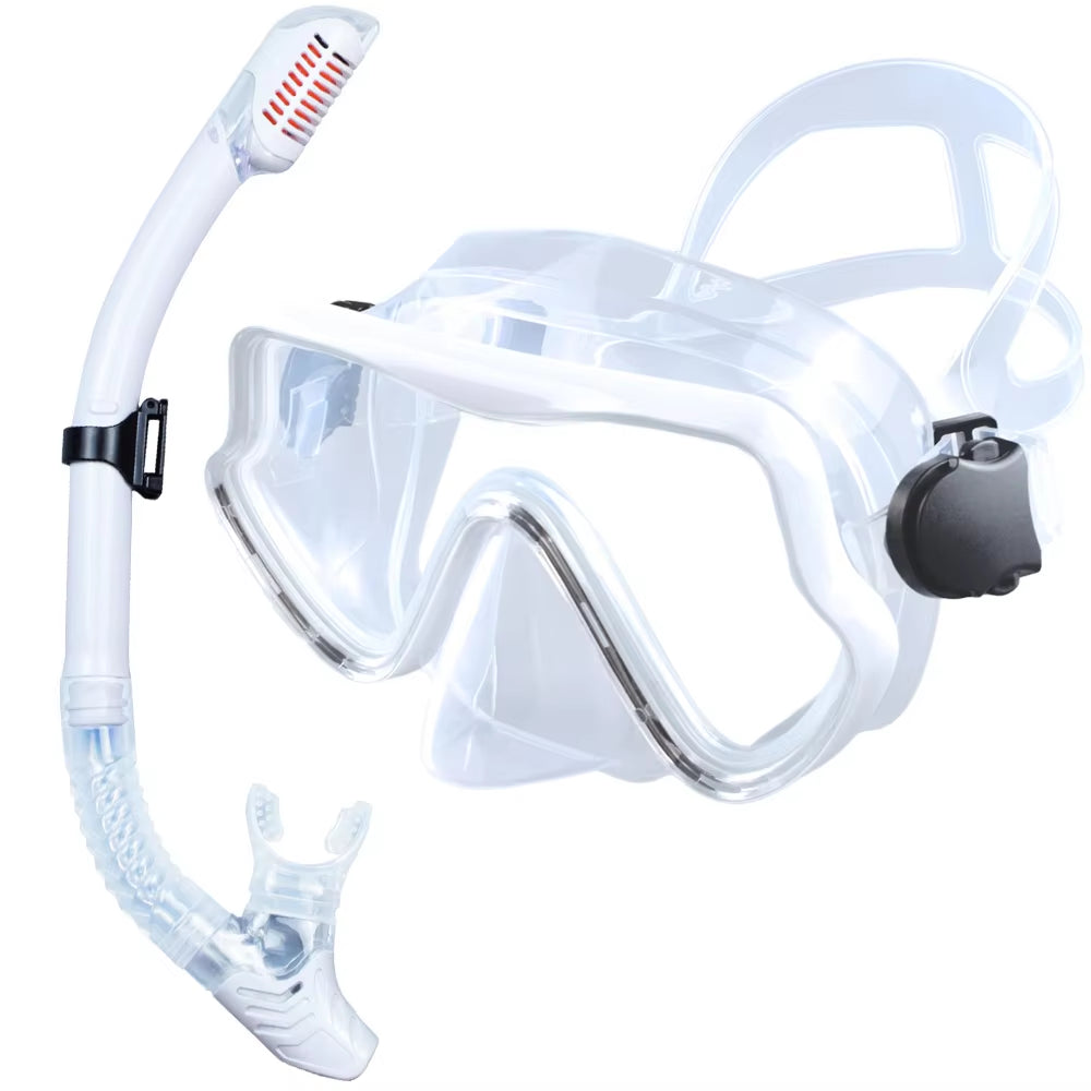 Scuba Diving Mask Snorkel Set for Adults Tempered Glass Professional Panoramic Snorkeling Gear Swimming Training Snorkel Kit