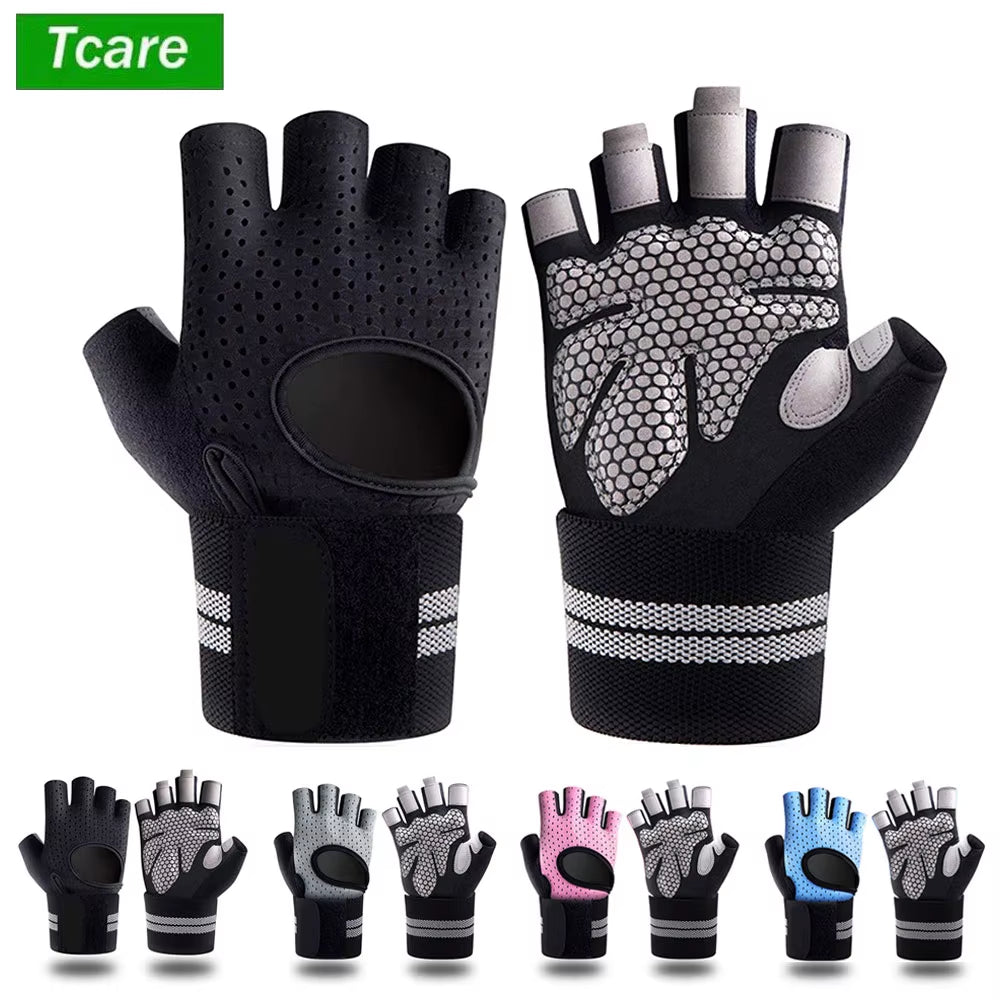 1 Pair Dumbbell Gloves Men Women Weightlifting Crossfit Bodybuilding Workout Sport Gym Training Gloves Non-Slip Wrist Protector