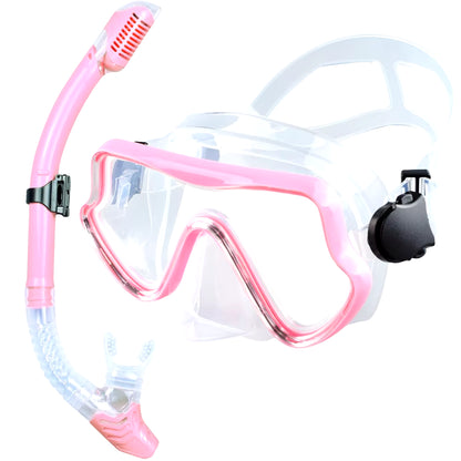 Scuba Diving Mask Snorkel Set for Adults Tempered Glass Professional Panoramic Snorkeling Gear Swimming Training Snorkel Kit