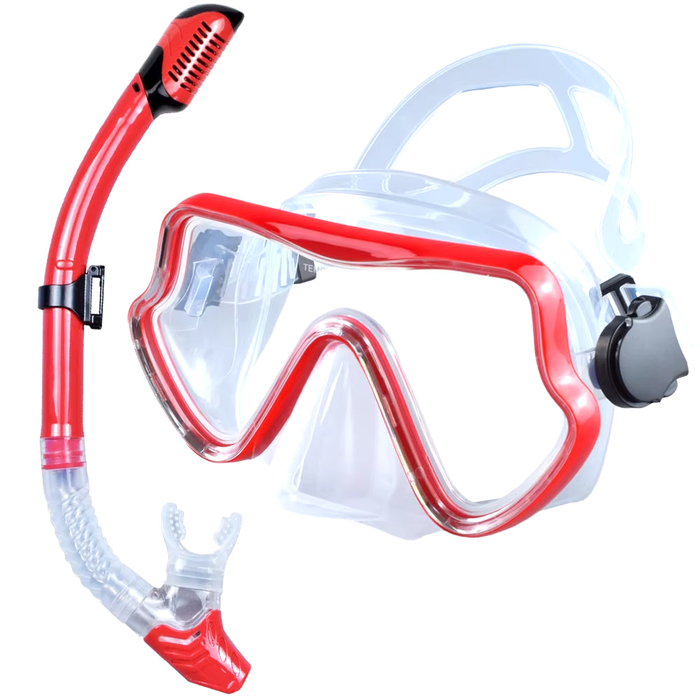Scuba Diving Mask Snorkel Set for Adults Tempered Glass Professional Panoramic Snorkeling Gear Swimming Training Snorkel Kit