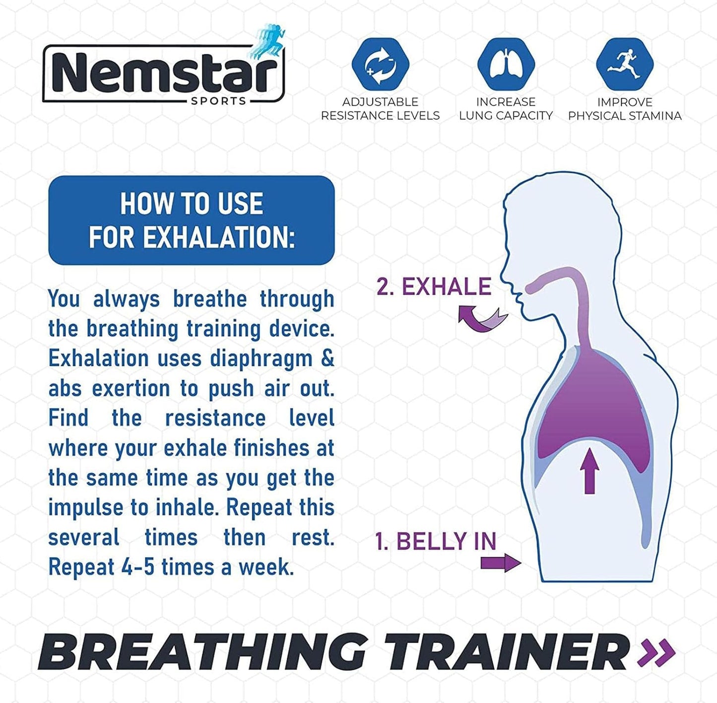 Lungentrainer Sport Atemtrainer, Tragbares Atem Fitness Übungsgerät, Einstellbare Widerstand Lungenatmung Sportung Für Lungenerweiterungstraining Zur Verbesserung Der Lungenkapazität