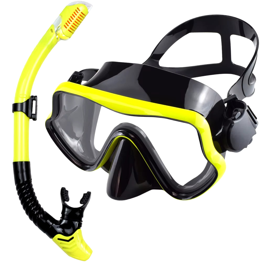 Scuba Diving Mask Snorkel Set for Adults Tempered Glass Professional Panoramic Snorkeling Gear Swimming Training Snorkel Kit