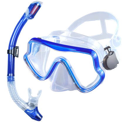 Scuba Diving Mask Snorkel Set for Adults Tempered Glass Professional Panoramic Snorkeling Gear Swimming Training Snorkel Kit