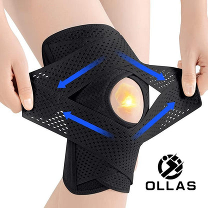OLLAS 1Pc plus Size Knee Compression Wrapbrace Breathable Adjustable with Side Stabilizers for Men and Women Comfortable Support Technology