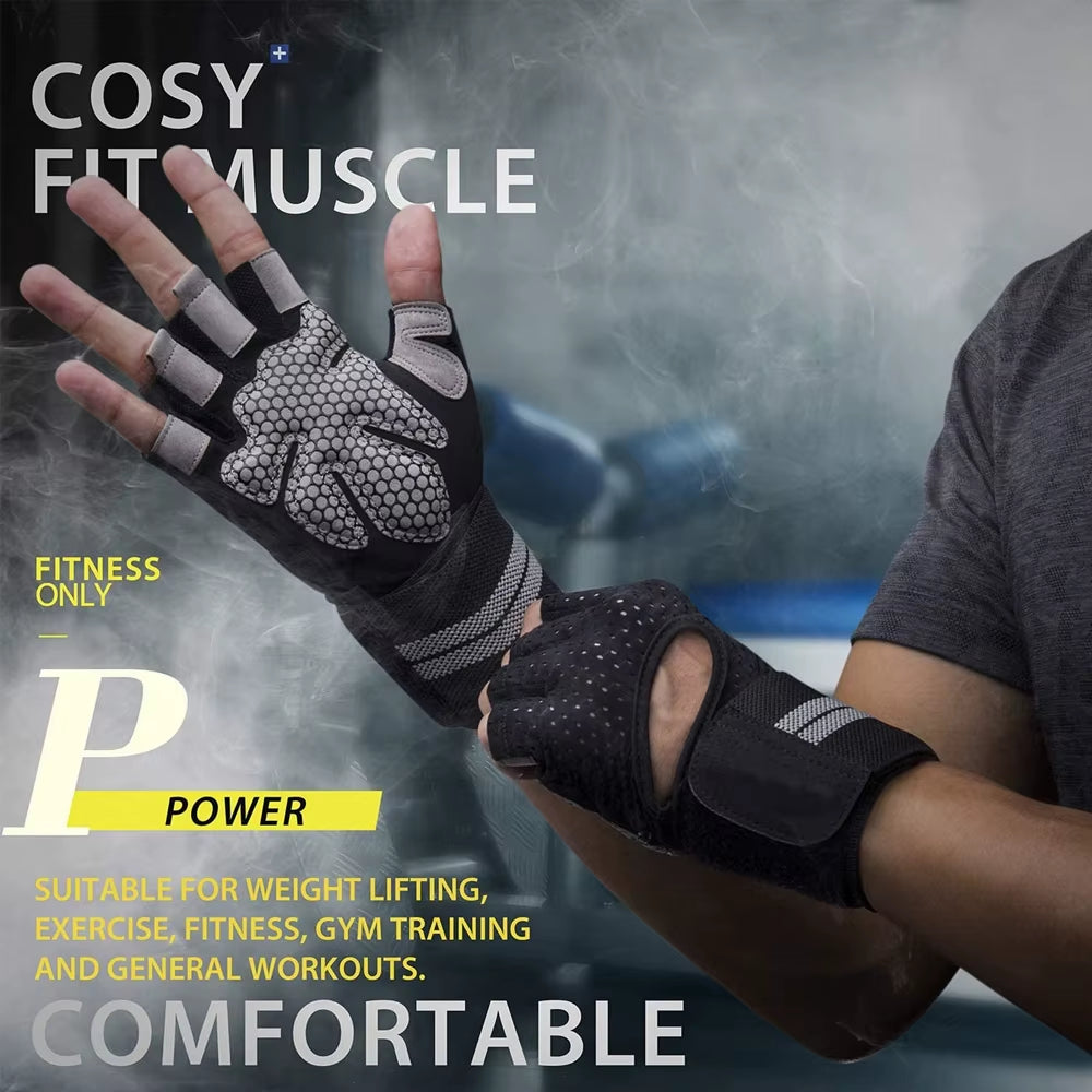 1 Pair Dumbbell Gloves Men Women Weightlifting Crossfit Bodybuilding Workout Sport Gym Training Gloves Non-Slip Wrist Protector