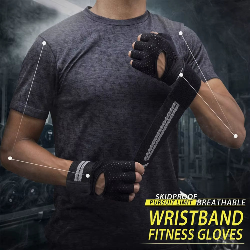 1 Pair Dumbbell Gloves Men Women Weightlifting Crossfit Bodybuilding Workout Sport Gym Training Gloves Non-Slip Wrist Protector